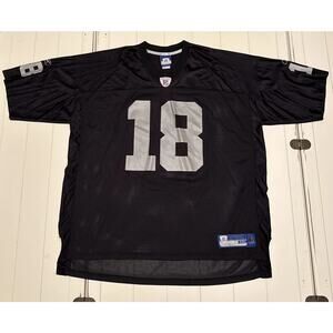 VINTAGE Oakland Raiders Jersey Mens 3XL NFL Silver Black Reebok Randy Moss #18